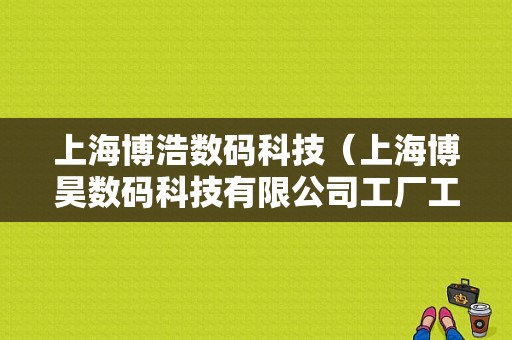 上海博浩数码科技（上海博昊数码科技有限公司工厂工资怎么样）